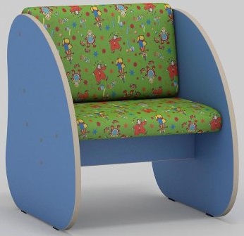 Кресло детское игровое 482х560х570 мм ("Синий" флок с рисунком) \ Росметалл