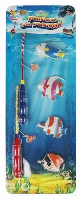 Рыбалка пластиковая РЫБКА ЗА РЫБКОЙ - 4 (4 рыбки,2 удочки, в блистере) \ М1251