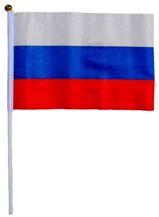 Флаг России 14х21см, полиэфирный шелк, шток пластм. 30см \ 2763498