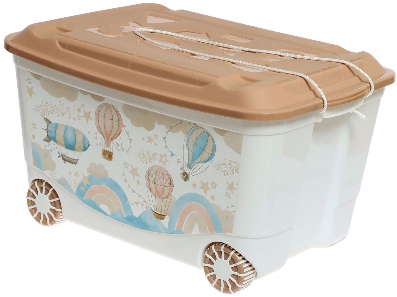 Ящик для игрушек с крышкой на колесиках "Воздушные шары", V 45л \ 10116608