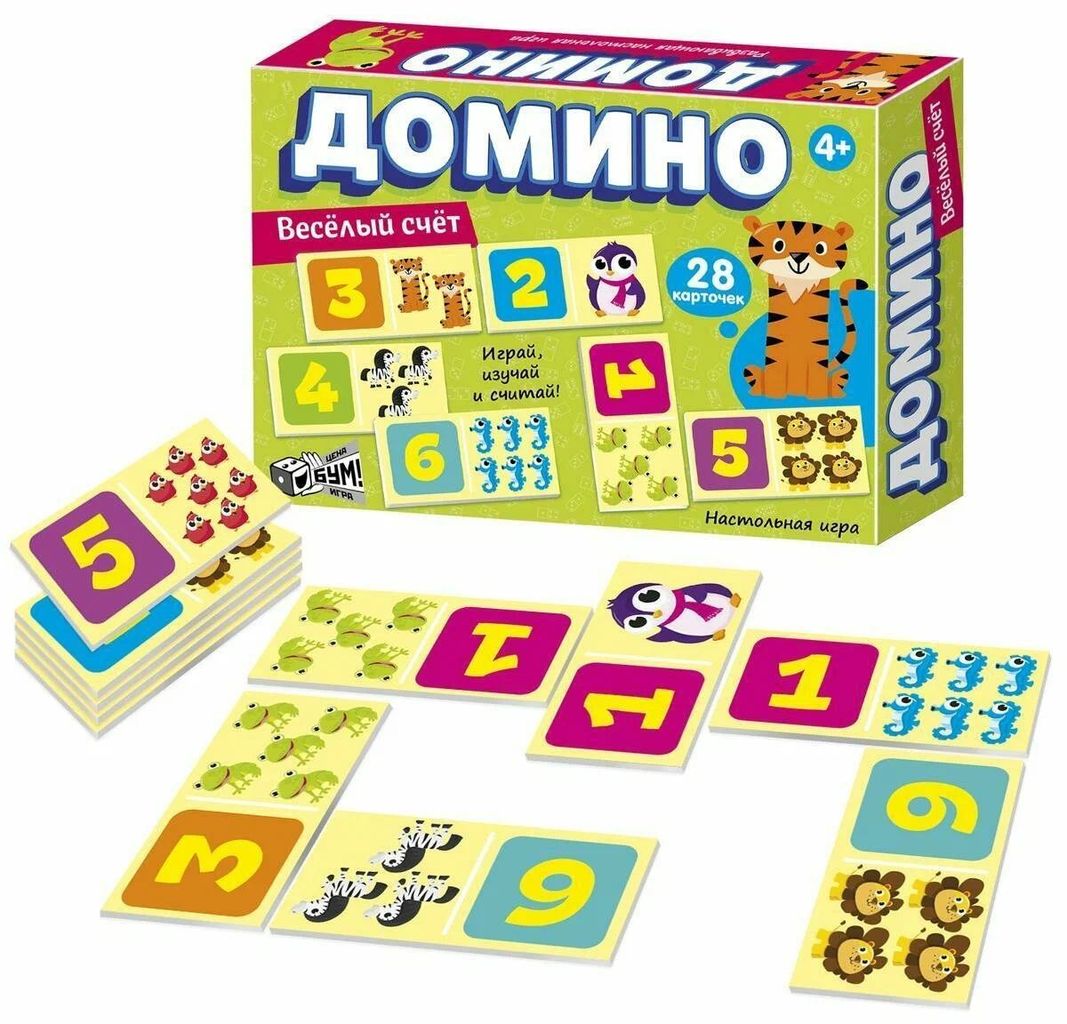 Домино Веселый счет (28картон. карточек) \ 04516 Русский стиль
