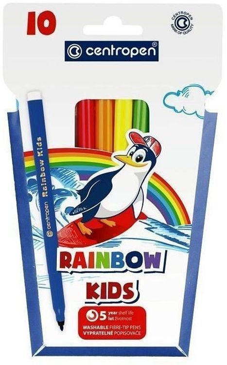 Фломастеры Rainbow Kids 10 цв., смываемые, в конверте \ 7550/10 ET Centropen