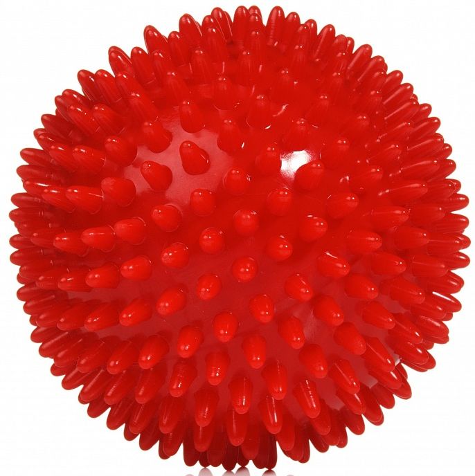 Мяч массажный с шипами d=9 см красный (L 0109)