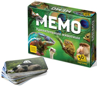 Мемо "Удивительные животные" 50 карточек \ 7207 Нескучные игры