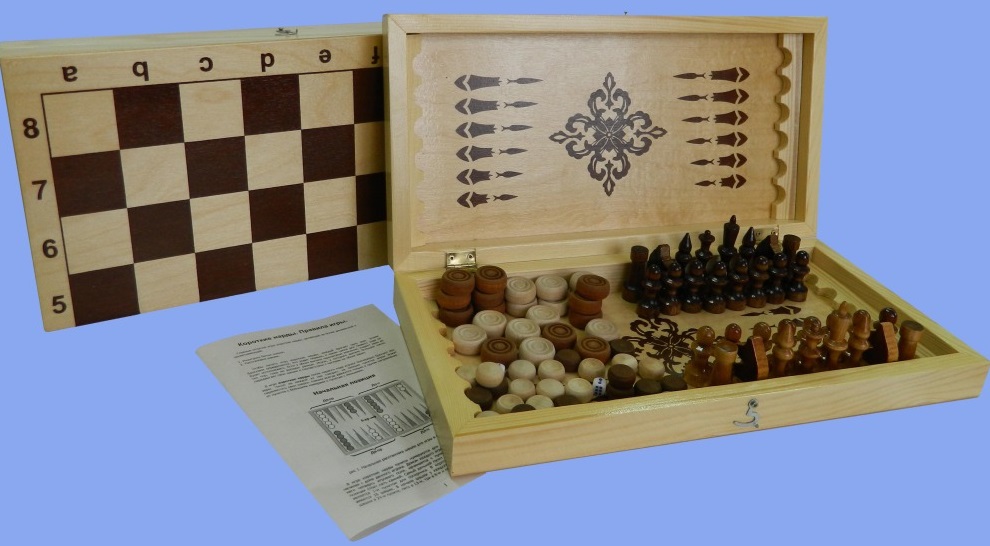 Шахматы, нарды, шашки деревянные (3 в 1, 400х210см) \ ШК-1