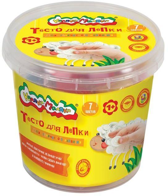 Тесто для лепки 7 цв."Каляка-Маляка" 210г.,2 формочки.\ ТЛБКМ-07\30 Фарм