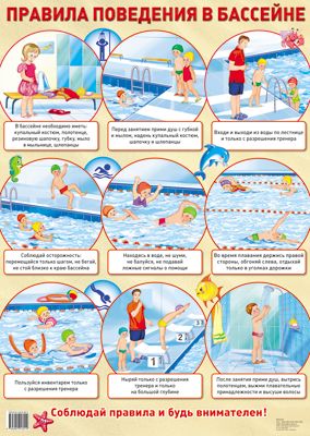 Плакат Правила поведения в бассейне, А-2 (в инд.уп.) \ Сфера