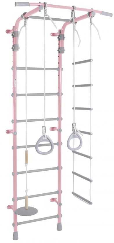 ДСК Pastel 2 розовый-серый (регулируемый турник,веревочная лестница,тарзанка,кольца) \ PF2П2.16П