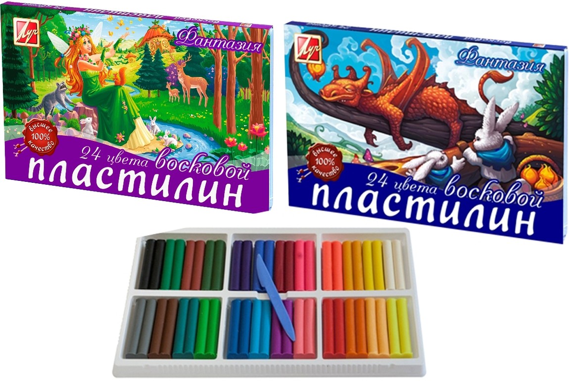 Пластилин восковой "Фантазия" 24 цв. \ 25С 1525-08 /9 Луч