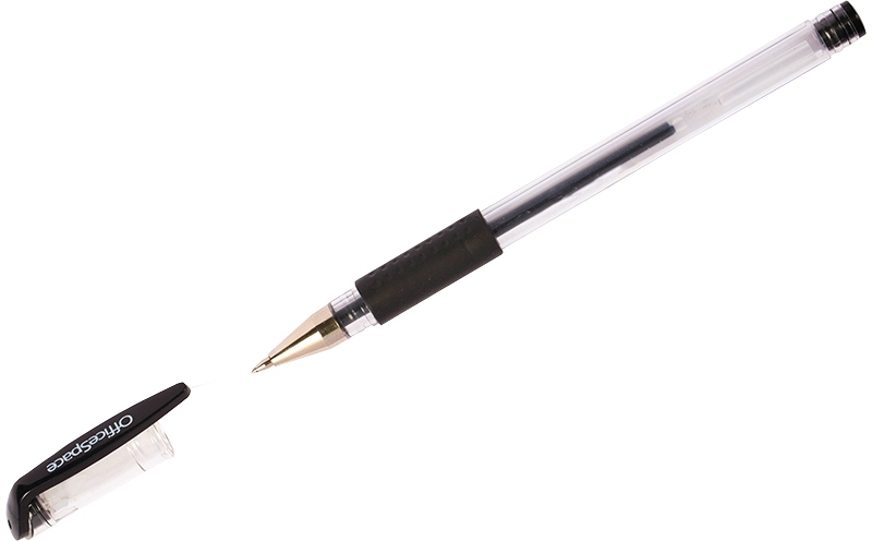 Ручка гелевая OfficeSpace черная, 0,5мм, грип \ GLL10_1331