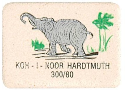 Ластик Elephant 300\80, каучук, 25*20*6 мм белый прямоуг. \ Koh-i-Noor