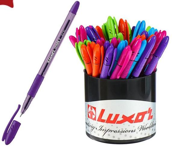 Ручка шариковая Luxor "Spark II" синяя, 0,7мм, грип, корпус ассорти \ 31070/50 Tub