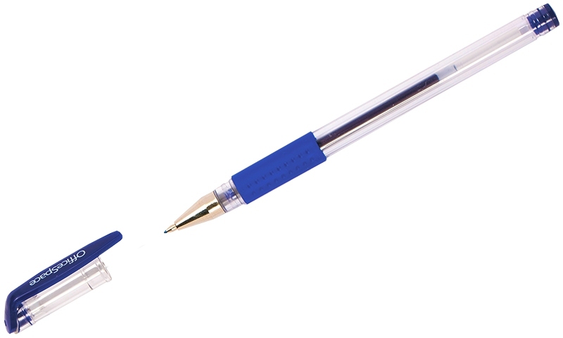 Ручка гелевая OfficeSpace синяя, 0,5мм, грип \ GLL10_1329
