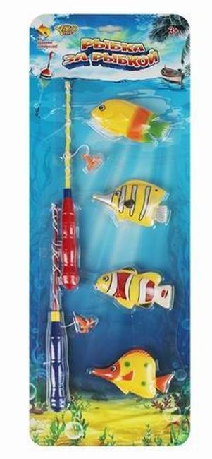 Рыбалка пластиковая РЫБКА ЗА РЫБКОЙ - 5 (4 рыбки,2 удочки, в блистере) \ М1252
