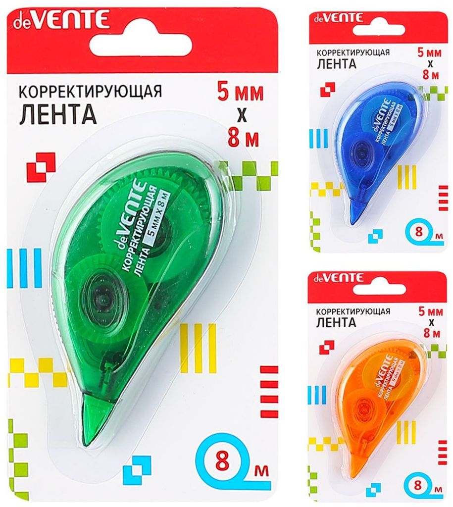Корректирующая лента deVENTE, 5мм*8м, цвет ассорти \ 4062104 deVENTE