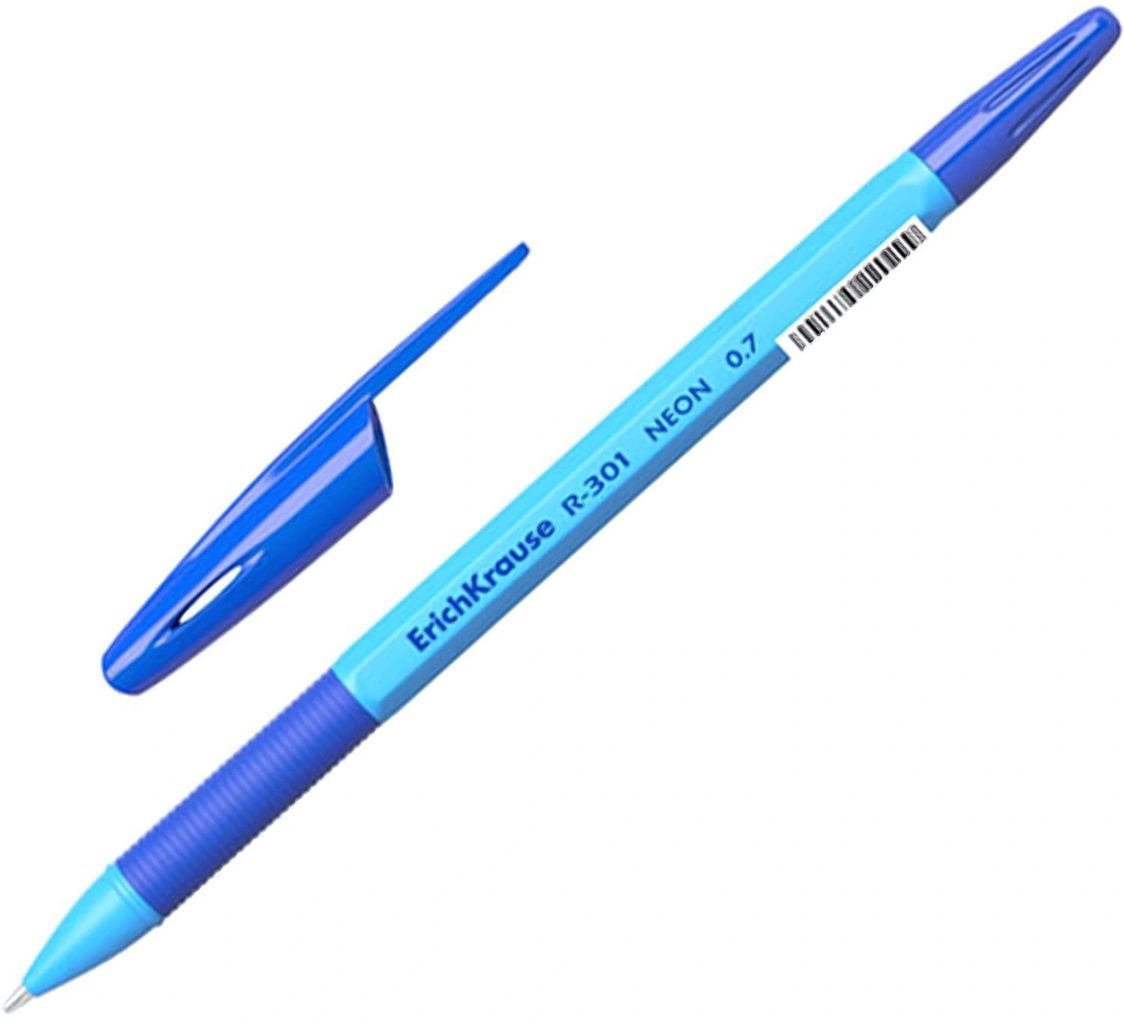 Ручка шариковая R-301 Stick&Grip NEON, синяя, 1мм, неон.корпус \ 42751 Erich Krause