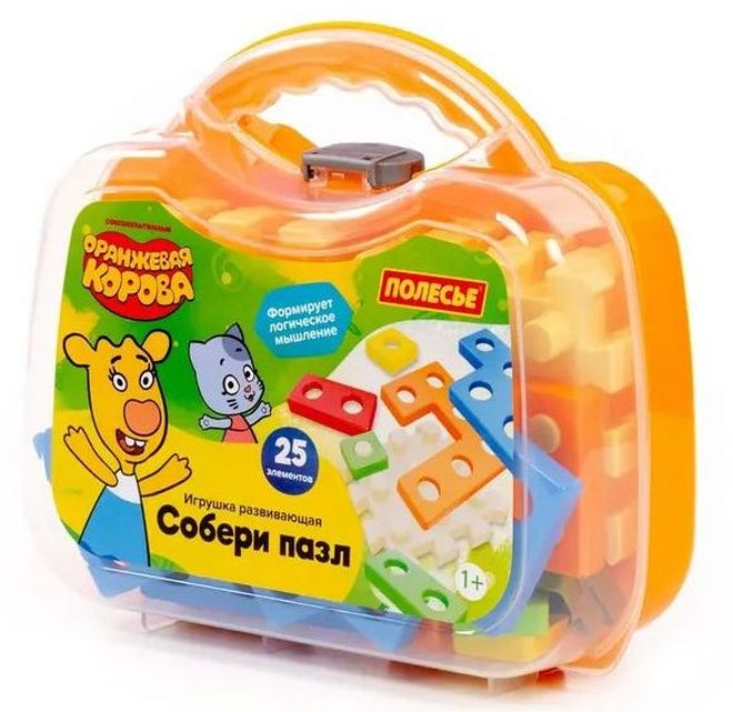 Игрушка развивающая "Собери пазл. Оранжевая корова" (25эл. в чемоданчике) \ 04585 Полесье