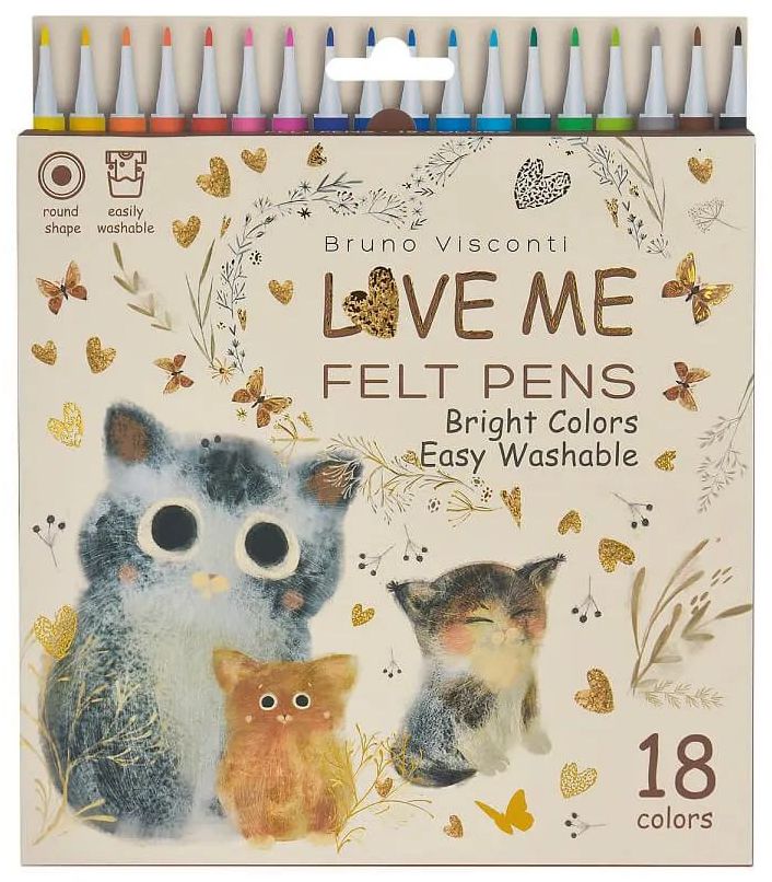 Фломастеры 18цв."Felt pens. LOVE ME" \ 32-0077 Bruno Visconti