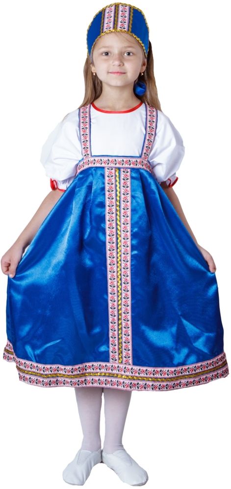 Костюм Русский народный костюм для девочки - рост 128 (сарафан,рубаха,кокошник) \ Россия