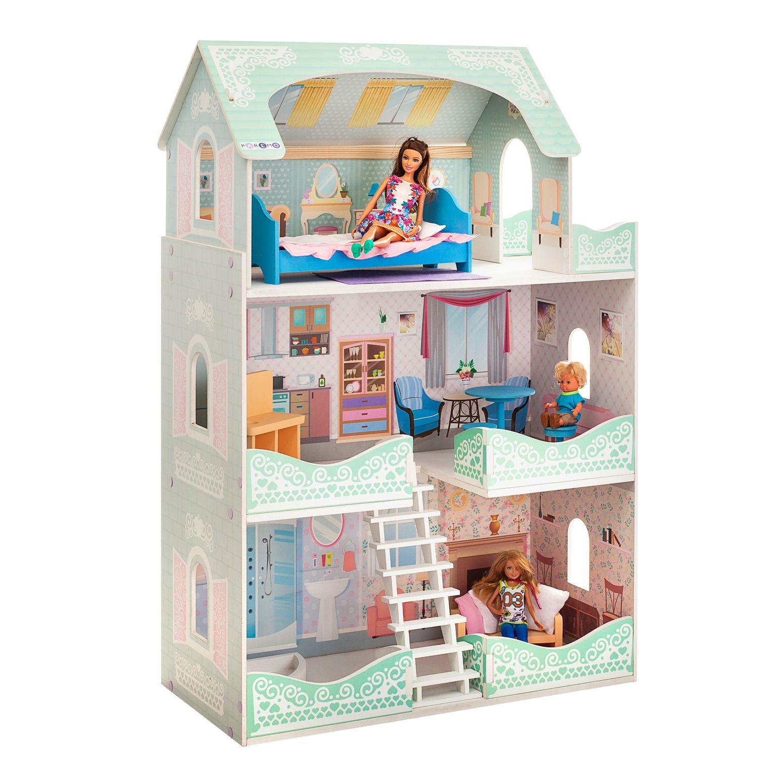 Кукольный домик "Вивьен Бэль" (с мебелью 7предметов, для кукол 20см) \ PD318-09 PAREMO