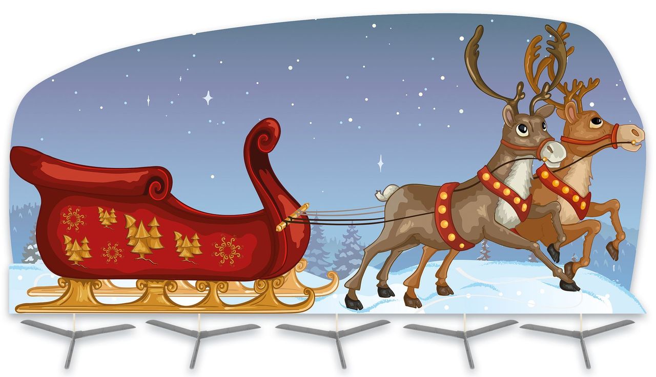 Декорация из фетра большая "Сани Деда Мороза" (1,30м*2,85 вправо)