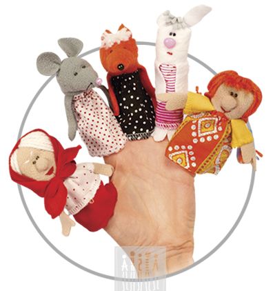 Пальчиковые куклы Комплект № 4 ( 5 штук : внучка , заяц , лиса , мышь , бабка )