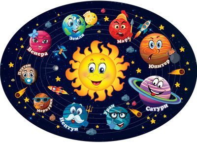 Плакат вырубной А2. Веселая Солнечная система (с уф-лаком) \ ФБ-14531 Сфера