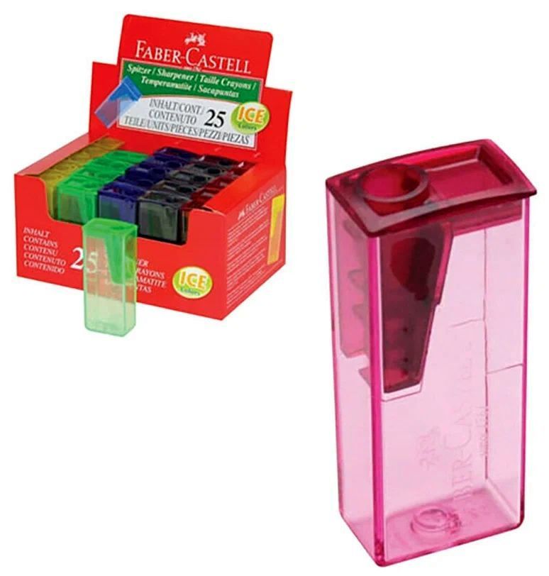 Точилка пластиковая Faber-Castell 1 отверстие, контейнер, ассорти, флуоресцентные цвета\ 581525