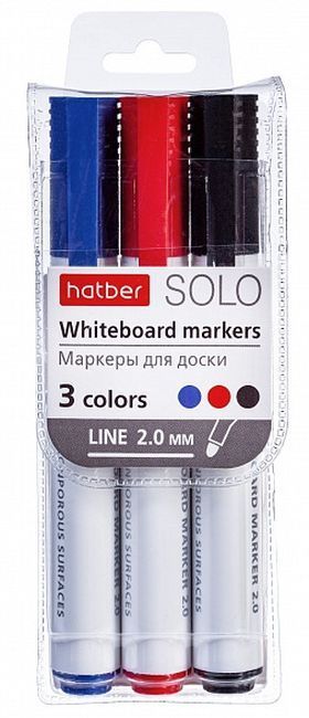 Набор маркеров Solo 3 шт. для магнитно-маркерных досок, треугольный корпус \ WB_066140 Хатбер