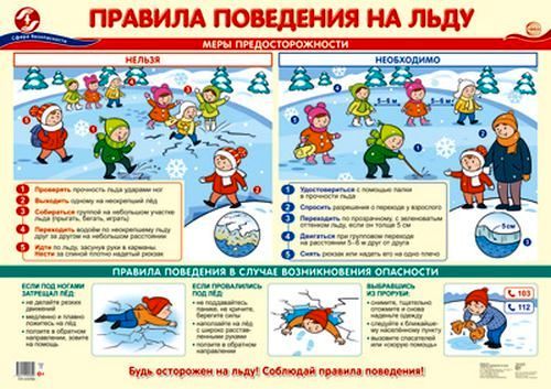 Плакат Правила поведения на льду, А-2  \ ПЛ-14766 Сфера