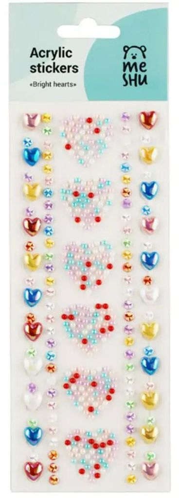 Наклейки акриловые MESHU "Bright hearts", 25*7,8см, инд. уп., европодвес\ MS_36664