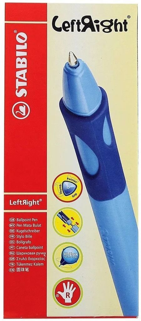 Ручка шариковая Stabilo "LeftRight" для правшей, синяя, 0,8мм, грип, \ 6328/6-10-41