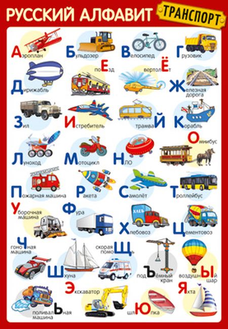 Плакат Русский алфавит. Транспорт. А-3 \ Сфера ПЛ-14897