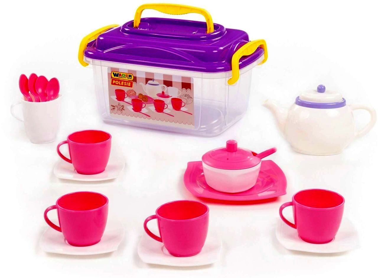 Набор детской посуды "Алиса" на 4 персоны (19 элементов) в контейнере \ 58980 Полесье