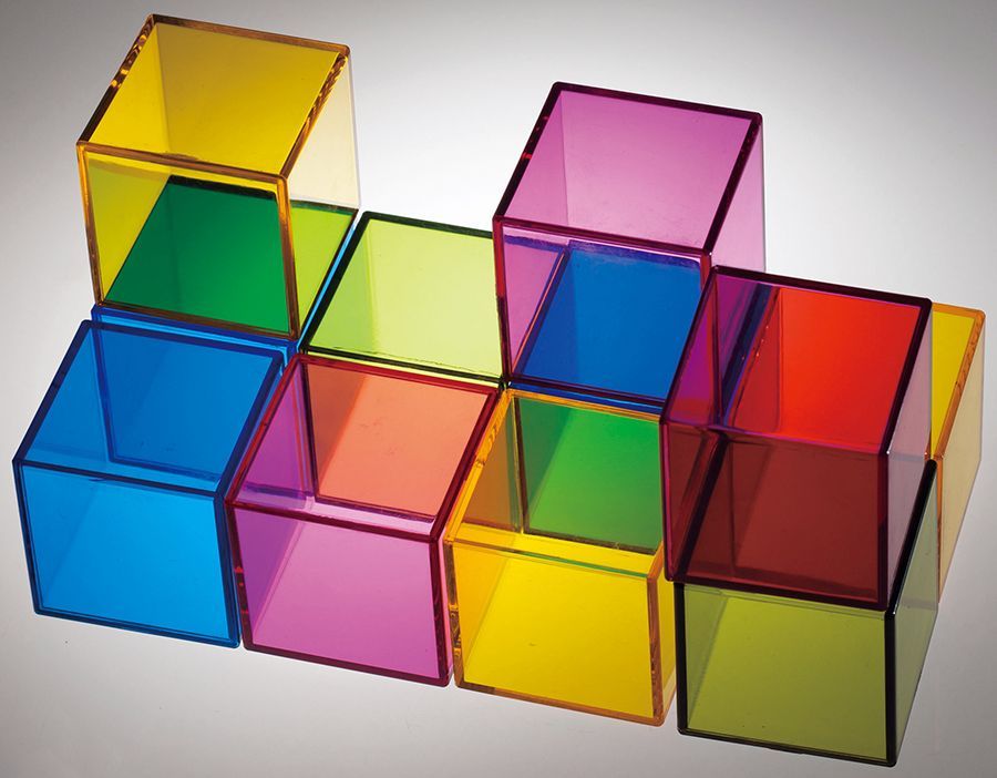 Кубики прозрачные "Кристалл Радуга " 16эл., 4 цвета, р-р кубика 5х5х5см ФГОС ДО \ WPL KC2002
