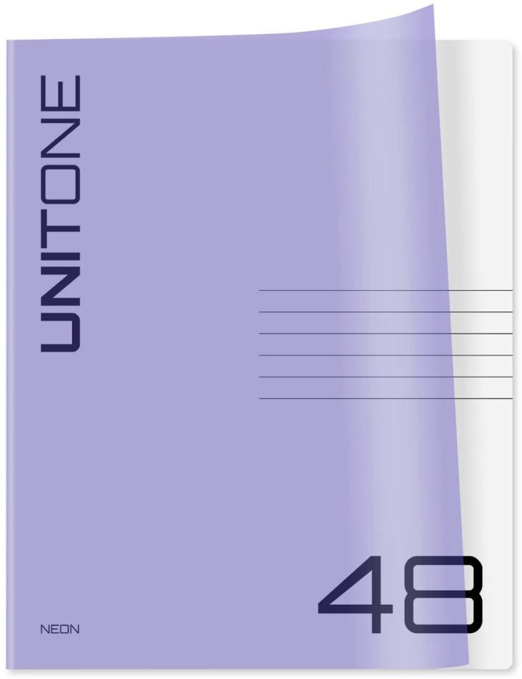 Тетрадь 48 л. А5, клетка "UniTone. Neon", пластиковая обложка, неон \ Т5ск48_пл 12470\1\2\3 BG
