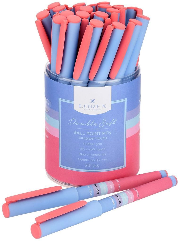 Ручка маслян. Lorex gradient touch double soft 0,7 мм синяя,грип, игольчат.наконечник \ LXOPDS-GT1