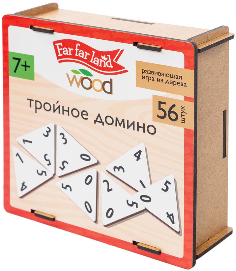 Домино деревянное "Тройное домино" 56 шт. (far far land wood) \ 10 Королевство 05611, Россия
