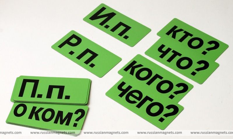 Набор магнитных карточек "Падежи" (фон зелёный) \ 2029