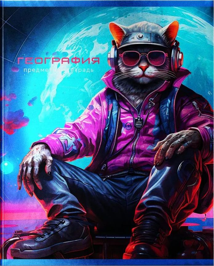 Тетрадь 48 л. А5, клетка "Мир будущего. ГЕОГРАФИЯ" металлизир. картон \ ТП5ск48 56336