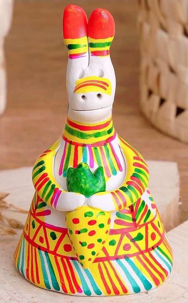 Филимоновская игрушка колокольчик "Заяц" 12см \ Россия