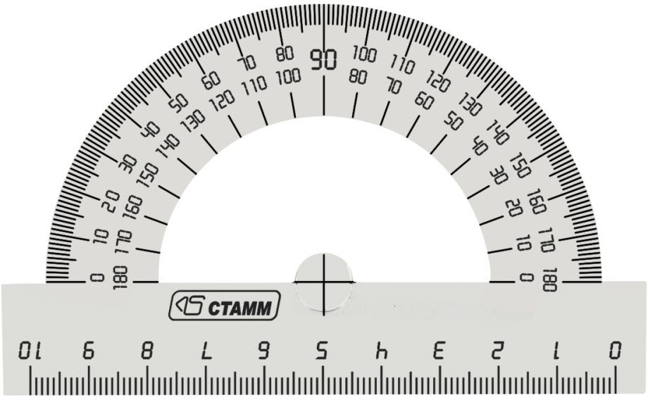 Транспортир 10см,180° прозрачный, бесцветный \ Стамм ТР12