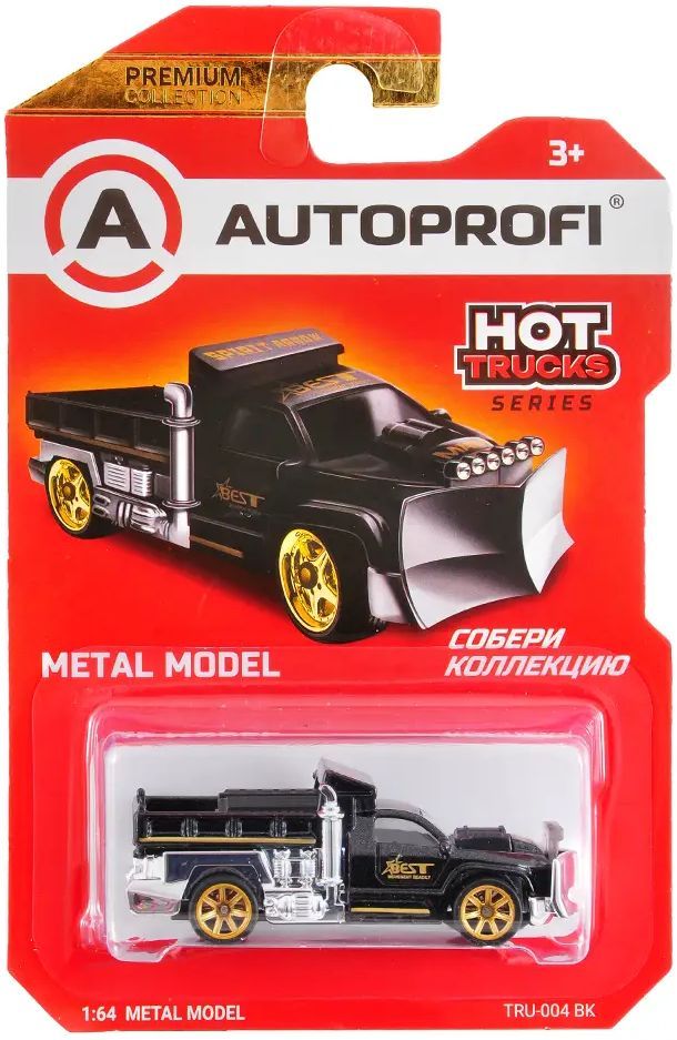 Машинка коллекционная 1:64, Серия HOT TRUCKS, TRU-004 чёрный \ TRU-004 BK