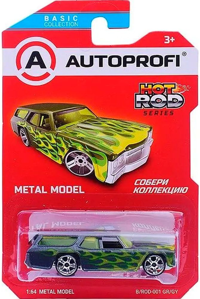 Машинка коллекционная 1:64, Серия HOT ROD CARS, B/ROD-001 зелён./серый \ B/ROD-001 GR/GY