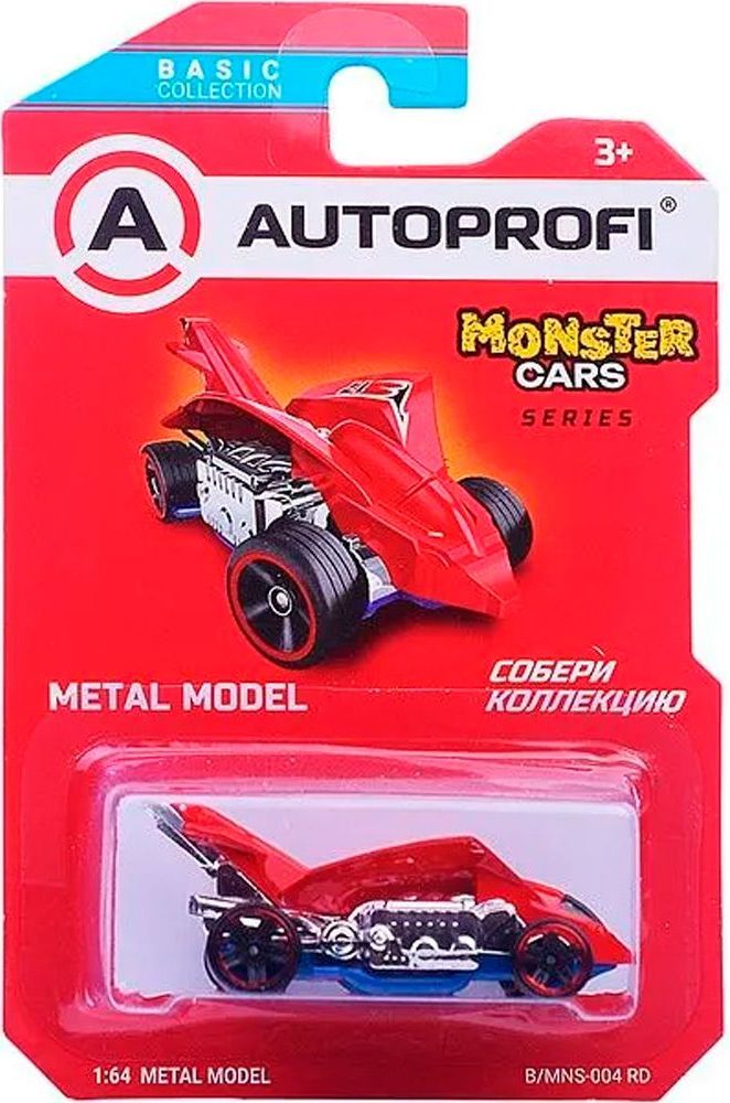 Машинка коллекционная 1:64, Серия MONSTER CARS, B/MNS-004 красный \ B/MNS-004 RD