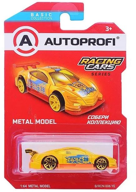 Машинка коллекционная 1:64, Серия RACING CARS, B/RCN-006 жёлтый \ B/RCN-006 YE