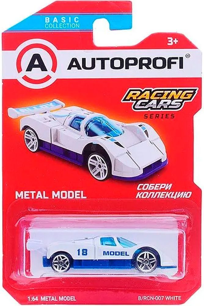 Машинка коллекционная 1:64, Серия RACING CARS, B/RCN-007 белый \ B/RCN-007 WHITE