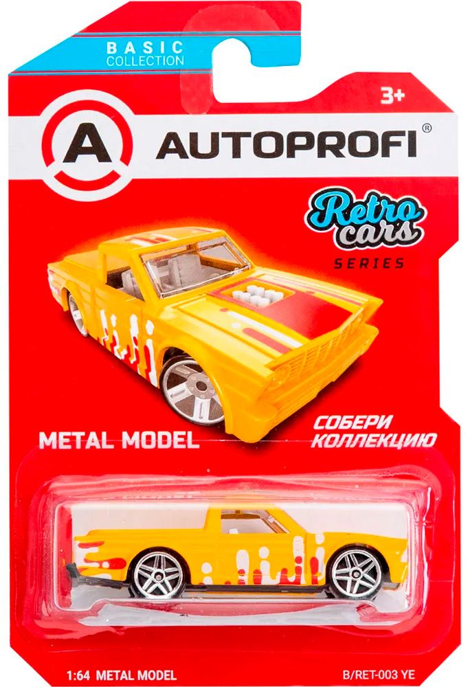 Машинка коллекционная 1:64, Серия RETRO CARS, B/RET-003 жёлтый \ B/RET-003 YE