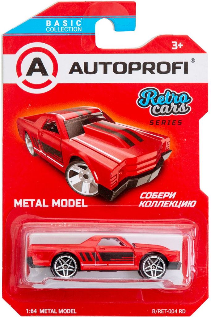 Машинка коллекционная 1:64, Серия RETRO CARS, B/RET-004 красный \ B/RET-004 RD