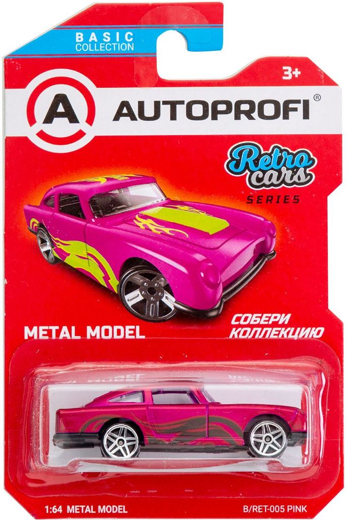 Машинка коллекционная 1:64, Серия RETRO CARS, B/RET-005 розовый \ B/RET-005 PINK